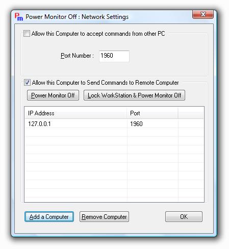 Power Monitor Off Network Settings